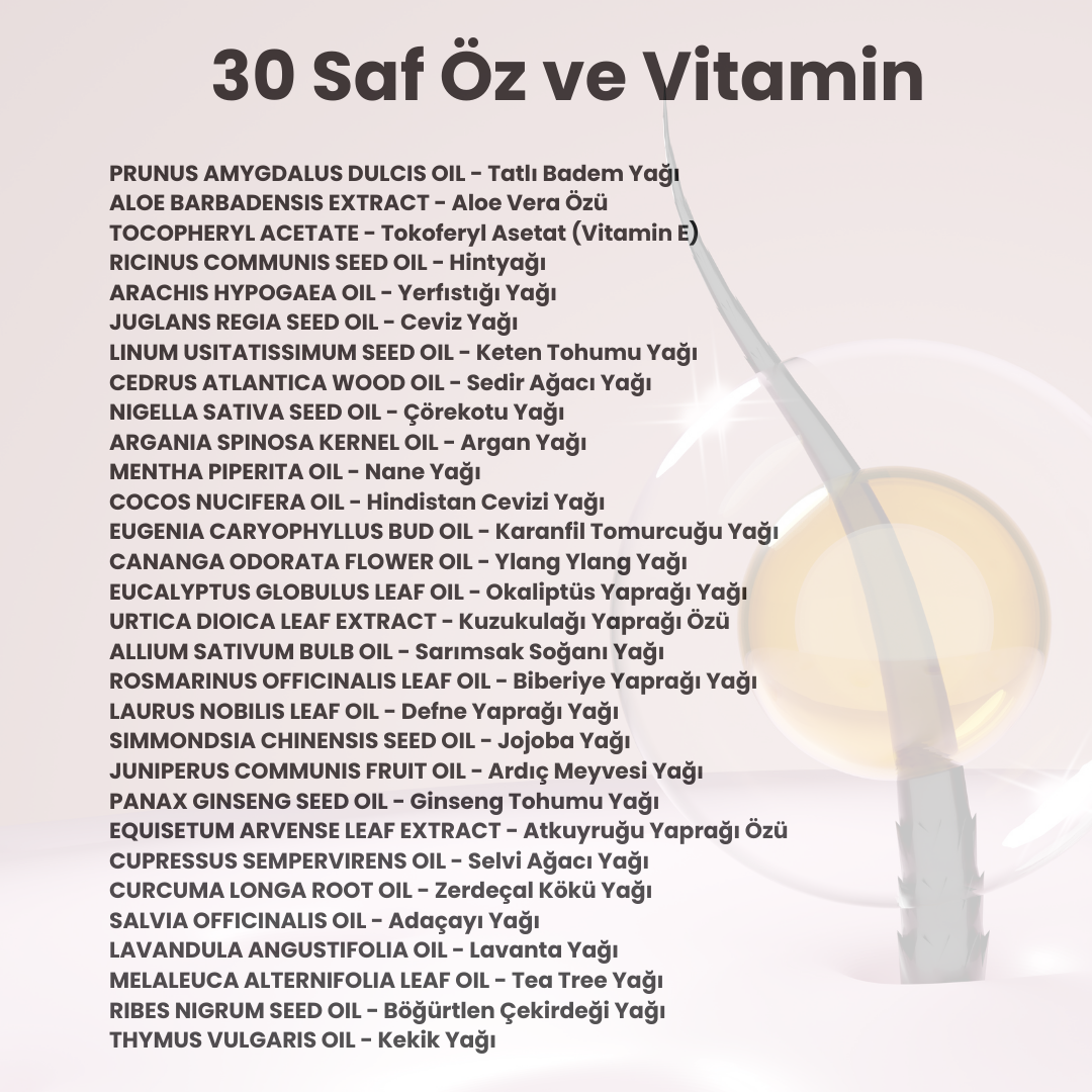 30 Saf Öz Içeren Saç Vitamin Serumu + Dermaroller Set